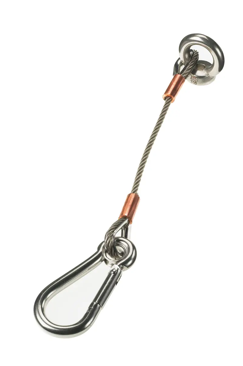 Lewmar 66840027 Anchor Strap 12In 3Mm Cable With 6Mm Caribiner Clip 1
