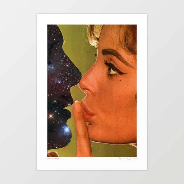 'Lust In Space' Art Print By Vertigo Artography | Surreal Cosmic Love Celestial Romance Galaxy Portrait Wall Art 1