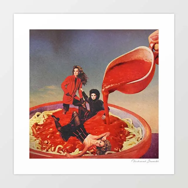 'Mamma Mia!' Art Print By Vertigo Artography | Surreal Italian Food Pasta Haute Couture Fashion Kitchen Restaurant Wall Art 1