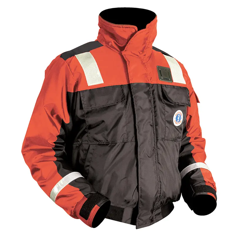 Mustang Classic Flotation Bomber Jacket W/Reflective Tape - Orange/Black - Xl [Mj6214t1-33-Xl-206] 1