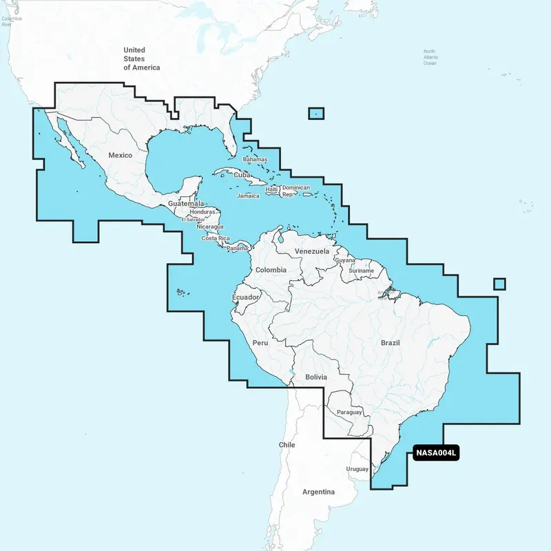 Navionics Plus Nasa004l Mexico, Caribbean To Brazil Microsd 1