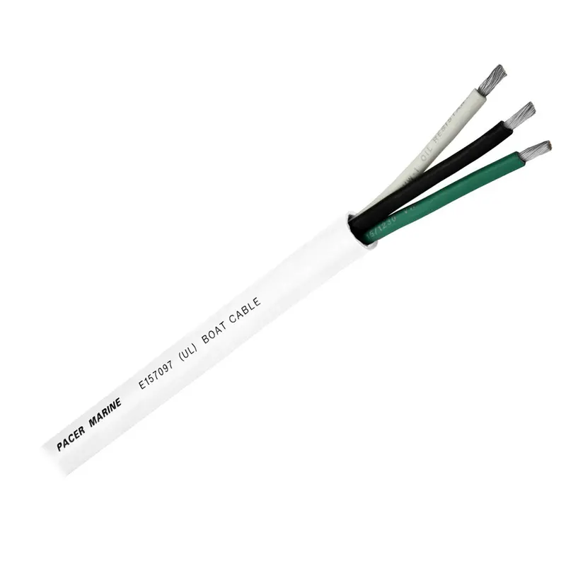 Pacer Round 3 Conductor Cable - 100 - 10/3 Awg - Black, Green  White [Wr10/3-100] 1