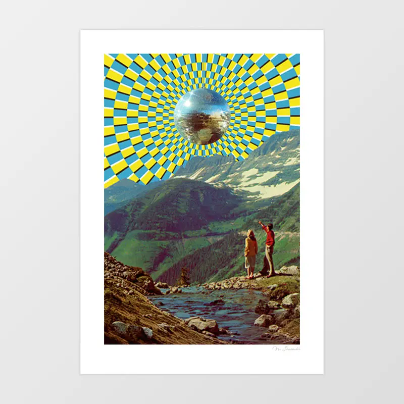 'Peak Disco Boogie V2' Art Print By Vertigo Artography | Psychedelic Disco Ball Wall Art Trippy 70S Decor 1