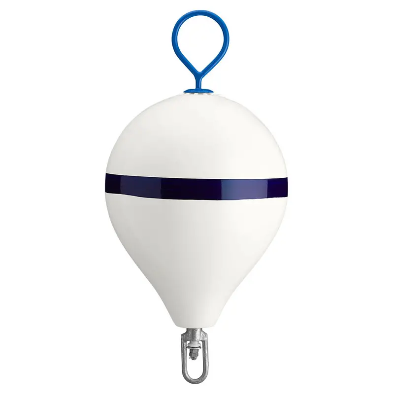Polyform 17" Cm Mooring Buoy W/Galvanized Iron - White Blue Stripe [Cm-3 White W/Strip] 1