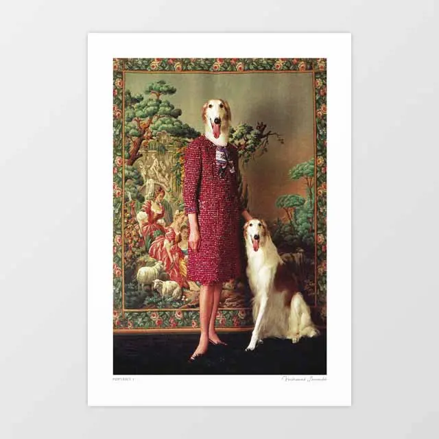 'Portrait - Saluki' Art Print By Vertigo Artography | Regal Vintage Dog Breed Aristocratic Pet Wall Art 1