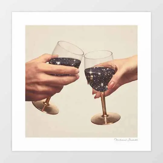 'Primordial Wine' Art Print By Vertigo Artography | Surreal Cosmic Galaxy Wine Romantic Anniversary Celebration Space Wall Art 1