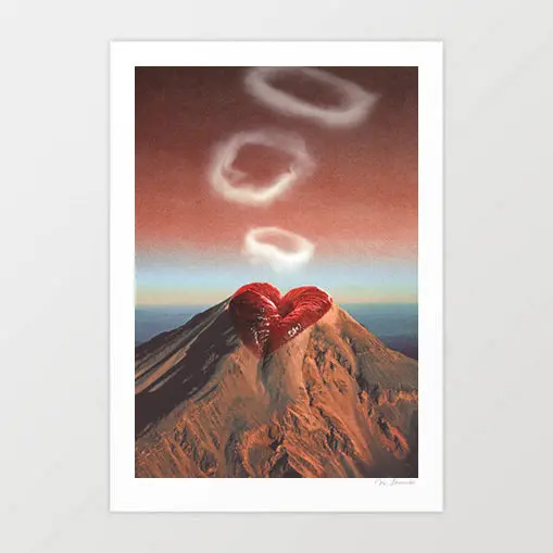 'Rings Of Passion' Art Print By Vertigo Artography | Surreal Volcano Lips Wall Art Romantic Bedroom Decor 1