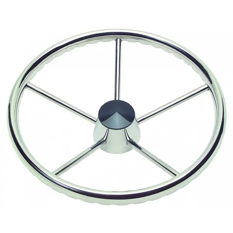 Schmitt Marine 170 Finger Grip Destroyer 5-Spoke 15.5" Stainless Steel Cap 3/4" Tapered Shaft W/Knob [1731521Fgk-R] 1