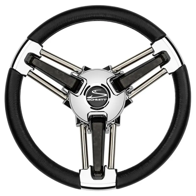 Schmitt Marine Burano Wheel 14" 3/4" Tapered Shaft Black Polyurethane W/Stainless Spoke Includes Center Cap/Nut [Pu1051b1-04R] 1