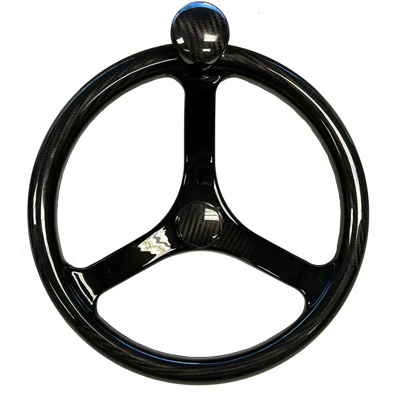 Schmitt Marine Carbon Fiber Primus Wheel W/Knob 13.5" W/Sanntoprene Finger Grip 3/4" Tapered Shaft W/Cf Nut [7461321Fgk-Cfn] 1