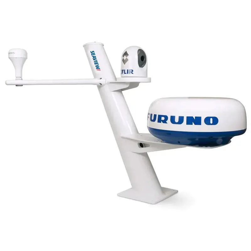 Seaview 30" Tapered Closed Dome Aft Leaning Radar Mount W/Camera/Searchlight Mount, Removable Spreaders  10X10 Base Plate [Pmabc37sv2] 1