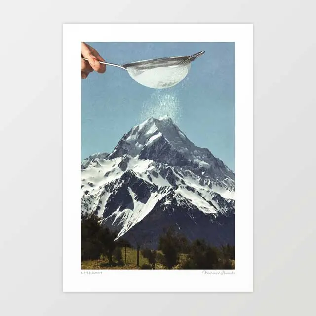 Sifted Summit Art Print By Vertigo Artography | Vintage Kitchen Wall Art Retro Baking Mountain Decor 1