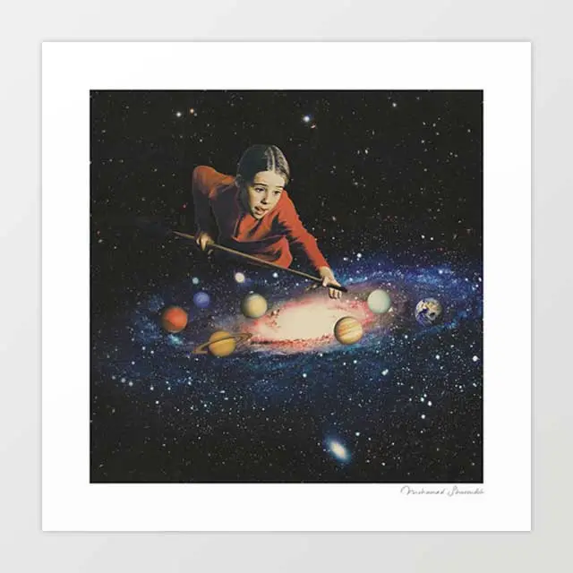 'Space Pool' Art Print By Vertigo Artography | Surreal Retro Cosmic Billiards Galaxy Wall Art 1