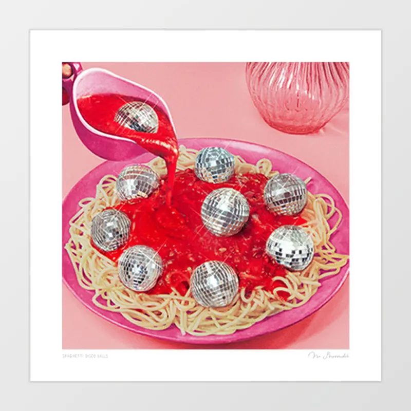 'Spaghetti Disco Balls – Pink And Red' Art Print By Vertigo Artography 1