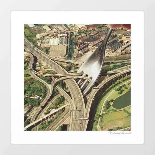 'Spaghetti Junction' Art Print By Vertigo Artography | Surreal Food Highway Quirky Retro Wall Art 1