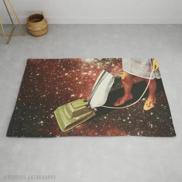 'Star-Dust' Area Rug By Vertigo Artography | Surreal Art Print Velvet Chenille Statement Floor Rug 1