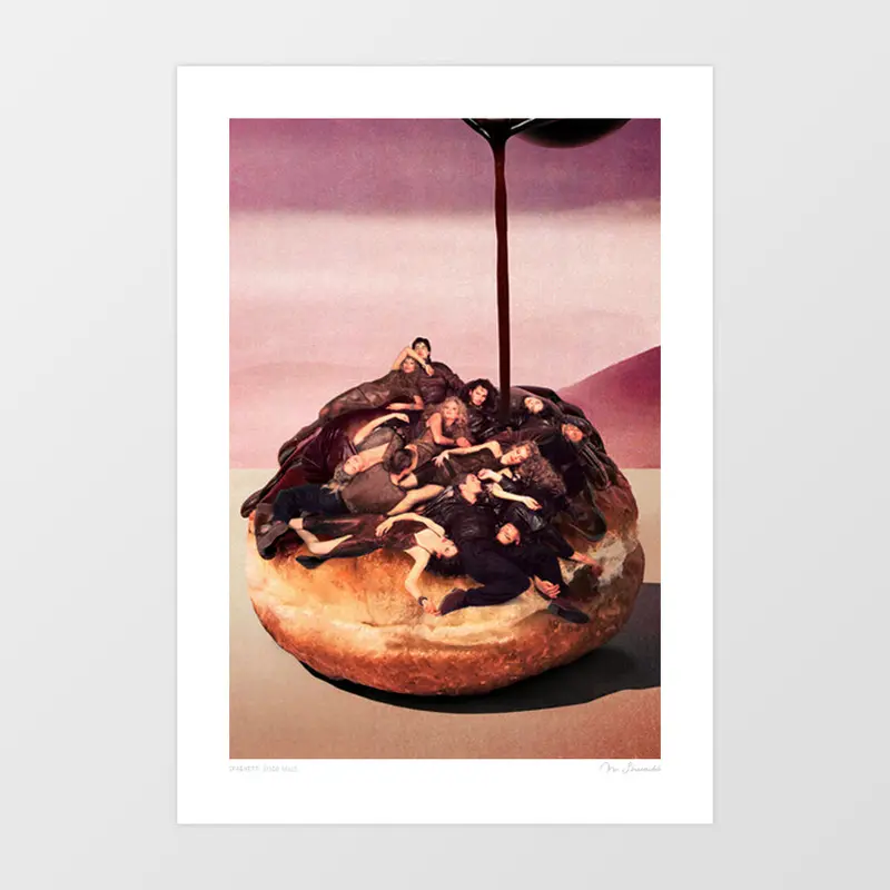 'Surreal Decadent Donut' Art Print By Vertigo Artography | Whimsical Food Wall Art Retro Kitchen Bakery Decor 1
