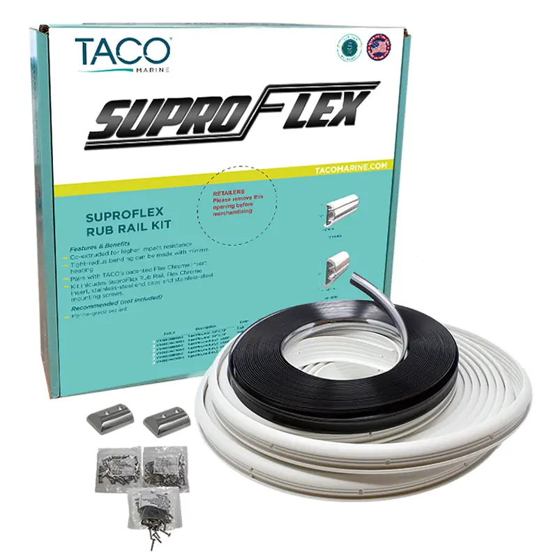 Taco Suproflex Rub Rail Kit - White With Flex Chrome Insert - 2"H X 1.2"W X 60L [V11-9990Wcm60-2] 1
