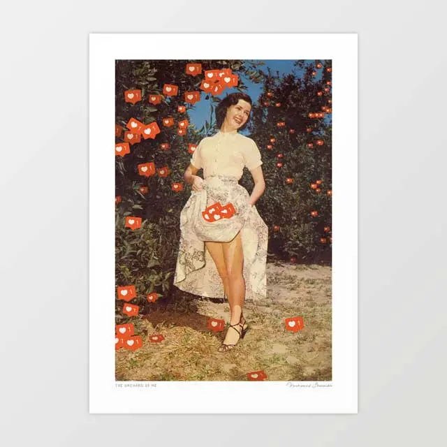 'The Orchard Of Me' Art Print By Vertigo Artography | Pop Surrealist Vintage Social Media Retro Collage Wall Art 1