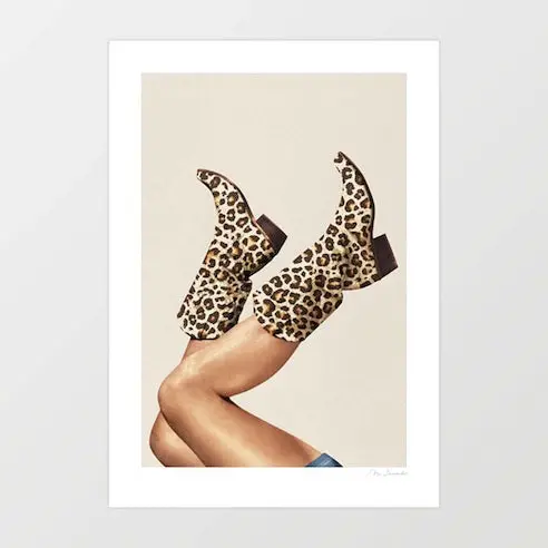 'These Boots - Leopard Print' Art Print By Vertigo Artography | Cowgirl Core Rodeo Nashville Bachelorette Western Fashion Wall Art 1