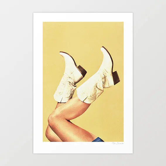 'These Boots - Yellow' Art Print By Vertigo Artography | Cowgirl Boots Western Yeehaw Retro Fashion Wall Art 1