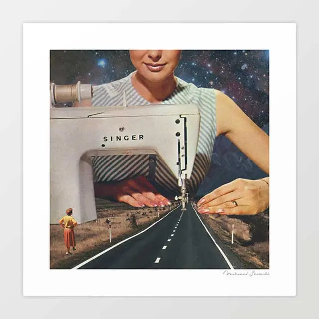 This Is How A Road Gets Made Art Print By Vertigo Artography | Surreal Sewing Machine Wall Art 1