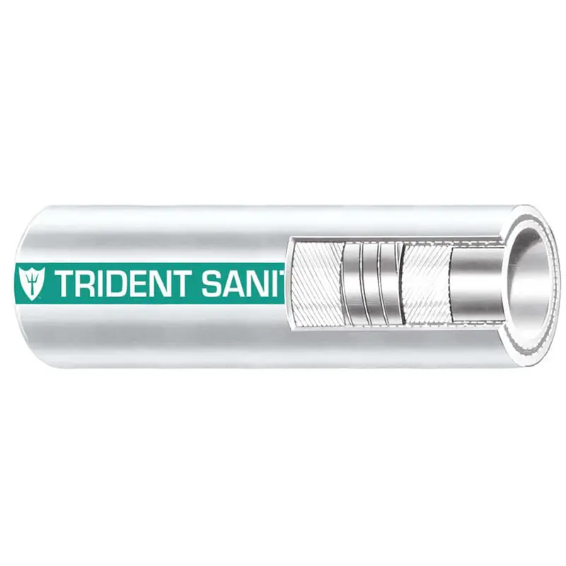 Trident Marine 1-1/2" Premium Marine Sanitation Hose - White With Green Stripe - Sold By The Foot [102-1126-Ft] 1