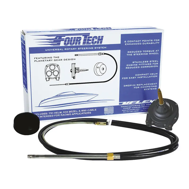 Uflex Fourtech 17 Black Mach Rotary Steering System With Helm, Bezel  Cable [Fourtechblk17] 1