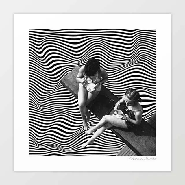 'Universal Bff' Art Print By Vertigo Artography | Surreal Retro Op Art Black & White Friendship Wall Art 1