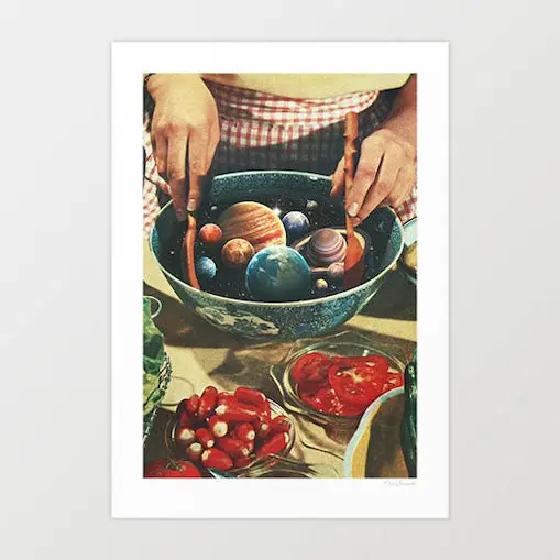 Universal Toss Art Print By Vertigo Artography | Surreal Space Wall Art Quirky Kitchen Planet Decor 1