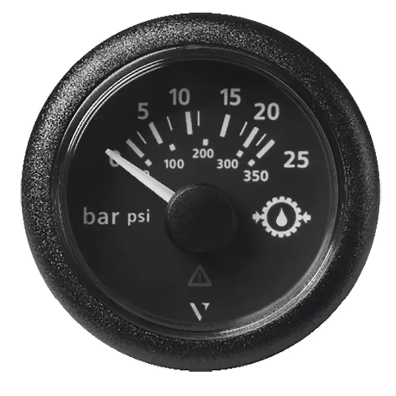 Veratron 52Mm (2-1/16") Viewline Transmission Oil Pressure 25 Bar/350 Psi - Black Dial  Round Bezel [A2c59514136] 1