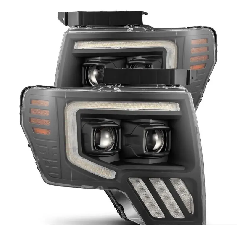 Alpharex 09-14 Ford F-150 Pro-Series Projector Headlights Plank Style Black W/Activ Light/Seq Signal 1