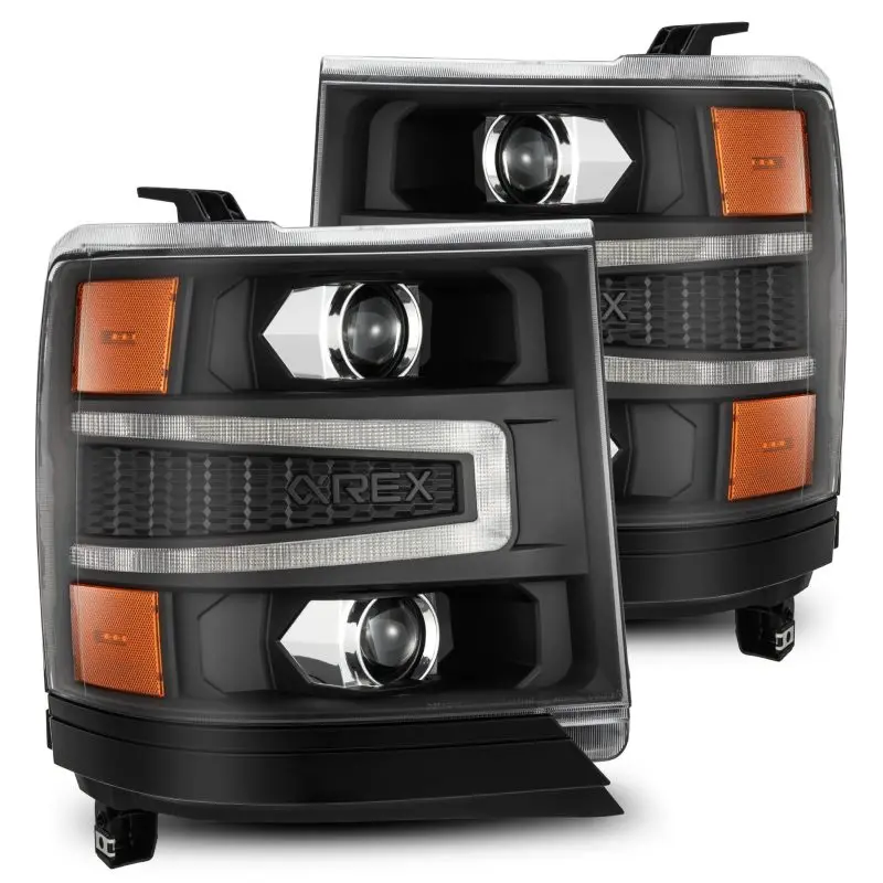Alpharex Luxx Led Projector Headlights For 2016–2018 Chevrolet Silverado 1500Hd – Black With Sequential Turn Signals & Sequential Drls (Requires Part #810023) 1