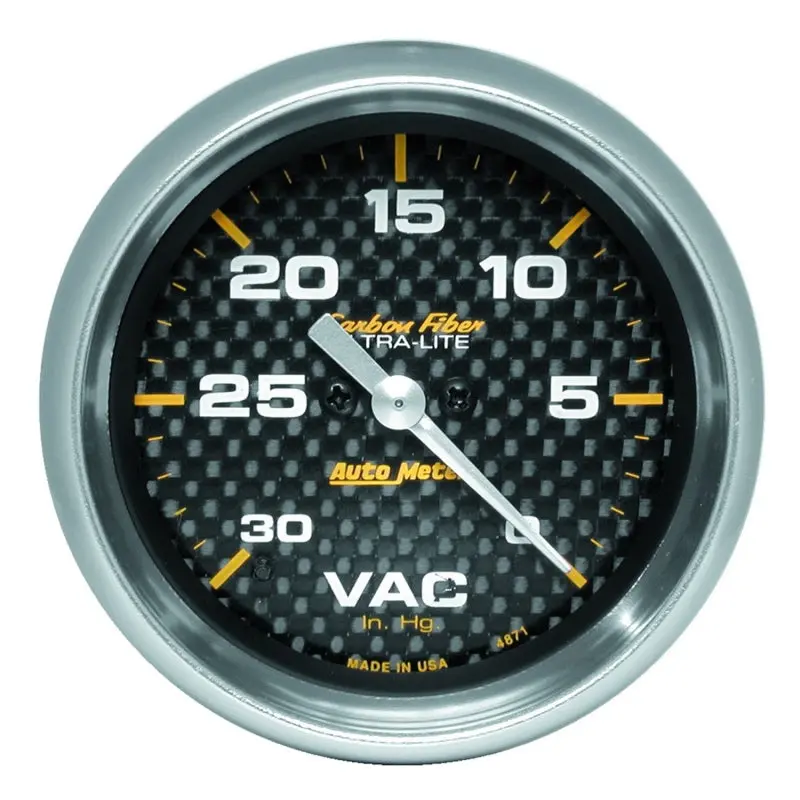 Autometer Gauge Vacuum 2-5/8In. 30Inhg Digital Stepper Motor Carbon Fiber 1