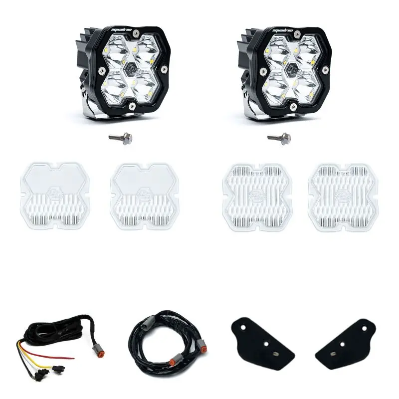 Baja Designs Squadron Sport 2.0 A-Pillar Light Kit For 2021–2025 Ford Bronco & Raptor – Clear Lens, Spot Beam Configuration 1