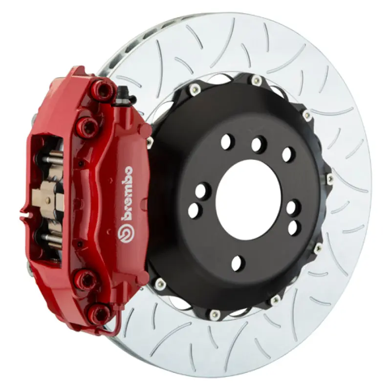 Brembo Gt Bbk For 2006 Bmw 330I – Rear Slotted 345X28Mm Two-Piece Rotors, 4-Piston Cast Calipers, Red Finish 1