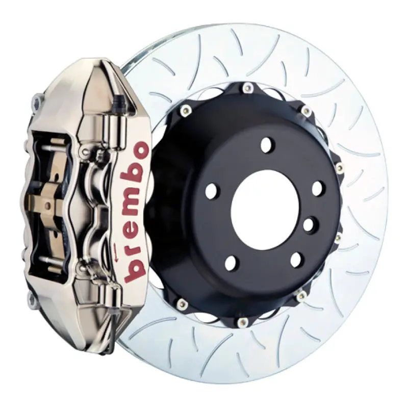 Brembo Gt-R Spec Big Brake Kit For 2003–2007 Porsche Cayenne S/Turbo – Front Slotted 380X28Mm Two-Piece Rotors, 4-Piston Billet Calipers, Nickel Finish 1
