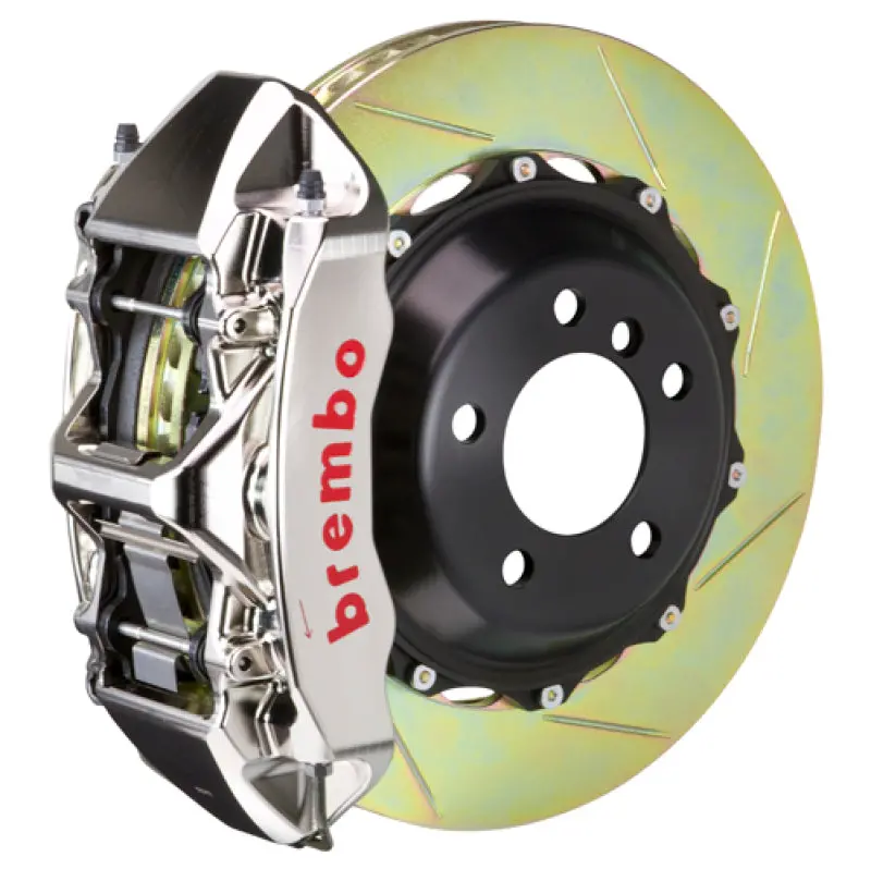 Brembo Gt-R Spec Big Brake Kit For 2007–2015 Audi Tt 3.2L / 2009–2015 Tts – Front Slotted 355X32Mm Two-Piece Rotors, 6-Piston Billet Calipers, Type 1 Nickel Finish 1