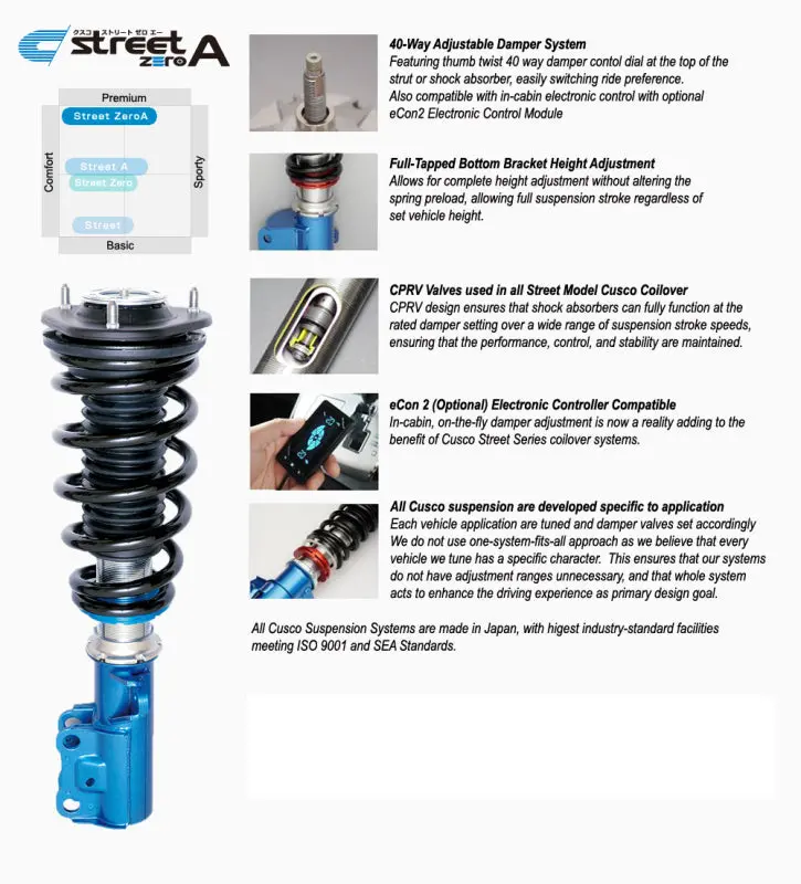 Cusco Street Zero-A Adjustable Coilover Kit For Subaru Brz And Scion Fr-S 1