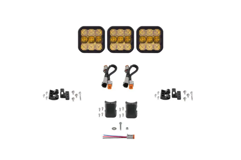 Diode Dynamics Ss5 Pro Crosslink 3-Pod Light Bar – Universal Mount, Yellow Combo Beam 1