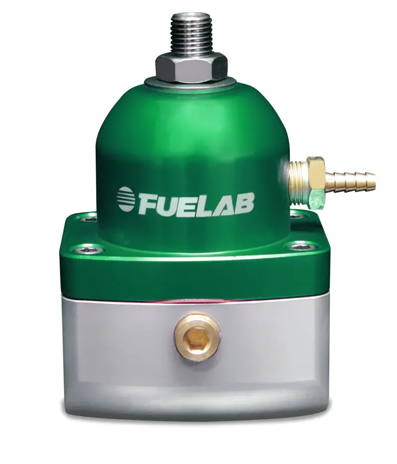 Fuelab Adjustable Fuel Pressure Regulator (4–12 Psi) – Dual -10An Inlet, Single -6An Return, Green Finish 1