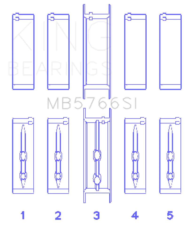 King Gm Ls-Series Main Bearing Set – Standard Size With +0.010 Housing Bore 1