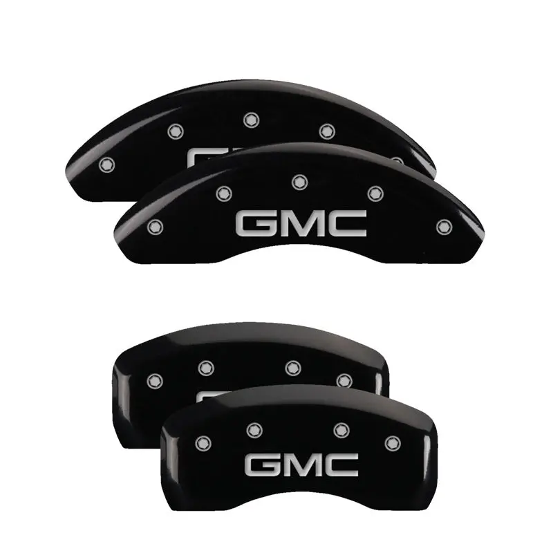 Mgp Engraved 4-Piston Caliper Covers For Chrysler Vehicles – Front & Rear, Wing-Style Design, Black Base With Silver Accents 1