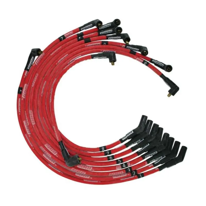 Moroso Ford 351C/390/429/460 Sleeved Non-Hei 135 Boots Ultra Spark Plug Wire Set - Red 1
