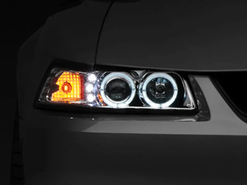 Raxiom Dual Led Halo Projector Headlights For 1999–2004 Mustang (Chrome Housing) 1