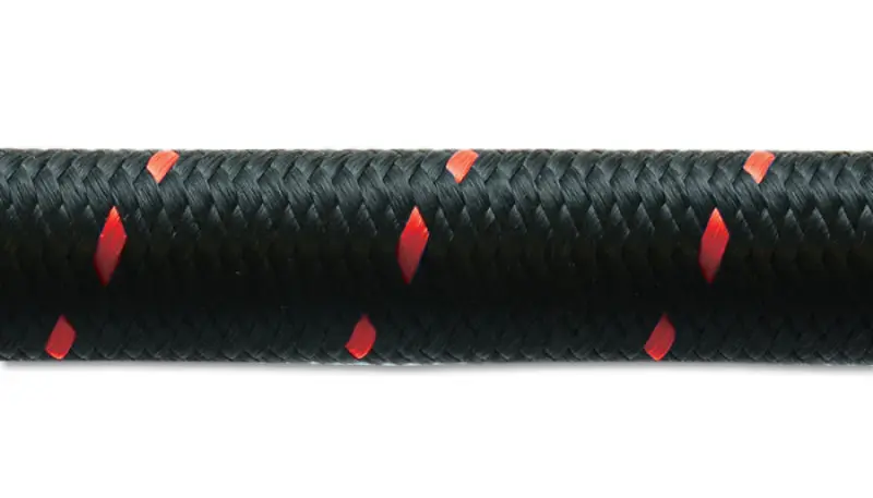 Vibrant -8 An Flexible Braided Hose – Two-Tone Black/Red Nylon, 2-Foot Roll 1